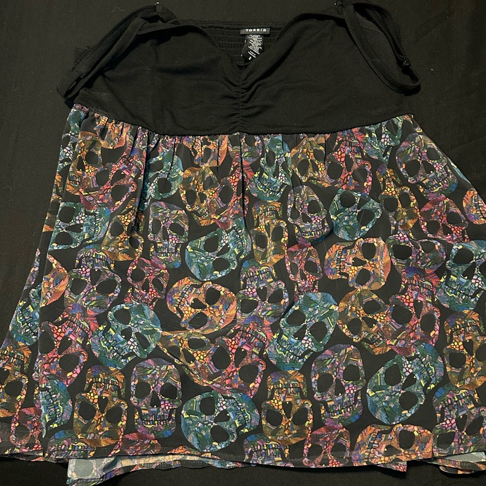 Skull Pattern Babydoll Shirt